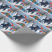 Blauwde Heeler Kerst Sneeuwscène Cadeaupapier (Hoek)