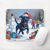 Blauwde Heeler Kerst Sneeuwscène Muismat (Met muis)