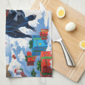 Blauwde Heeler Kerst Sneeuwscène Theedoek (Quarter Fold)
