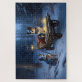 Blauwde Heeler Sneeuw Slede Kerst Decoratie Legpuzzel (Verticaal)