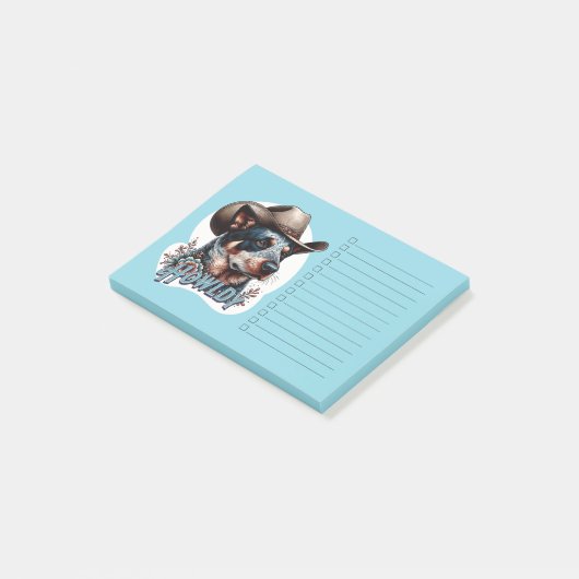 Blauwde Runderhond Cowboy Hond Punny Hoe-wie Austr Post-it® Notes (Schuin)