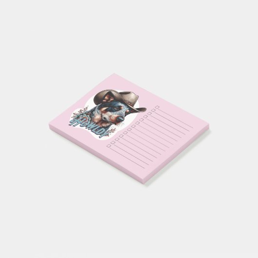 Blauwde Runderhond Cowboy Hond Punny Hoe-wildy Vee Post-it® Notes (Schuin)