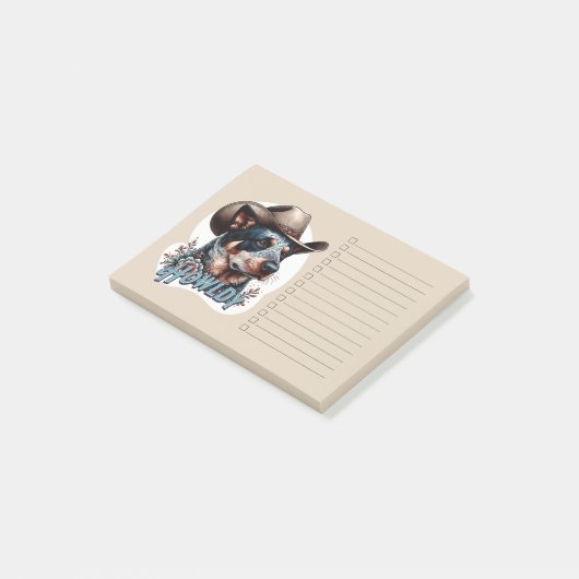Blauwde Runderhond Cowboy Hond Puntige Howldy Rund Post-it® Notes (Schuin)