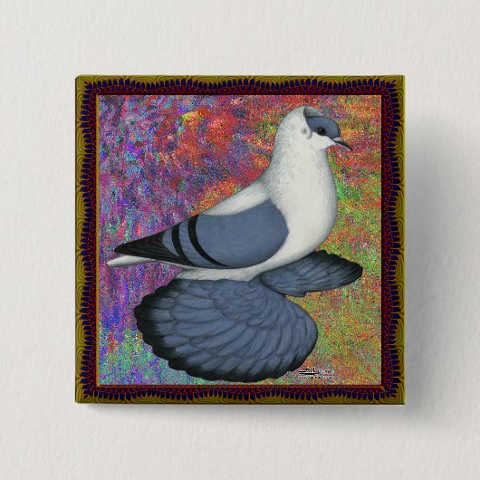 Blauwdoornduif omhuld vierkante button 5,1 cm (Voorkant)
