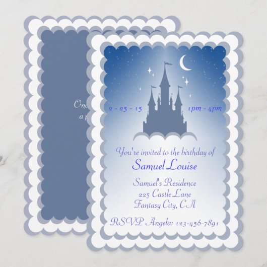 Blauwdroomkasteel in wolken op zaterdag kaart (Voorkant / Achterkant)