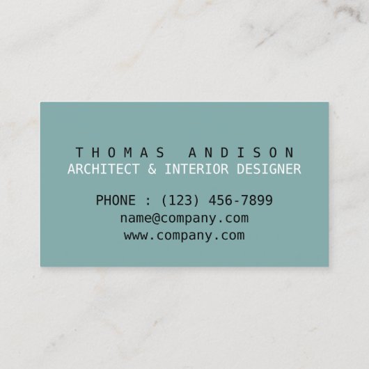 Blauwdruk aannemer interieurarchitect visitekaartje (Achterkant)