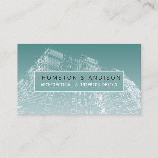 Blauwdruk aannemer interieurarchitect visitekaartje (Voorkant)