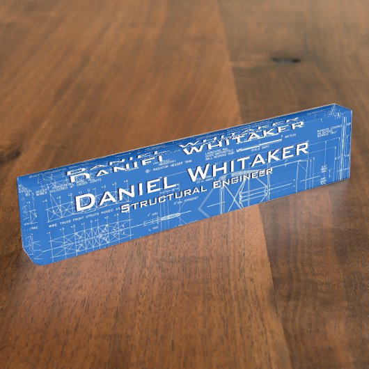 Blauwdruk achtergrond naambordje (Zijkant)