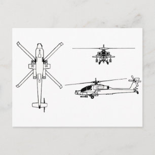 blauwdruk AH-64 Briefkaart