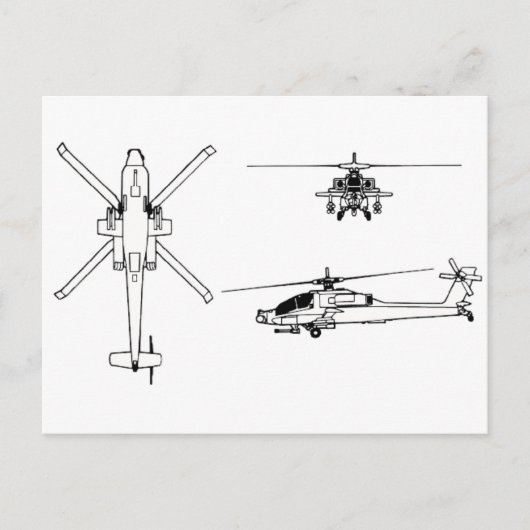 blauwdruk AH-64 Briefkaart (Voorkant)