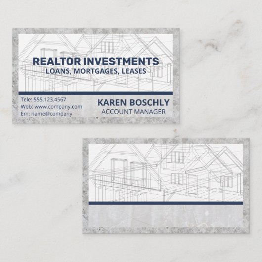 Blauwdruk architect | Vastgoedgebouw Visitekaartje (Voorkant / Achterkant)