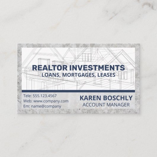 Blauwdruk architect | Vastgoedgebouw Visitekaartje (Voorkant)
