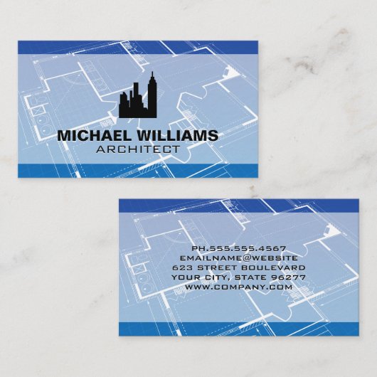 Blauwdruk | architectengebouw visitekaartje (Voorkant / Achterkant)