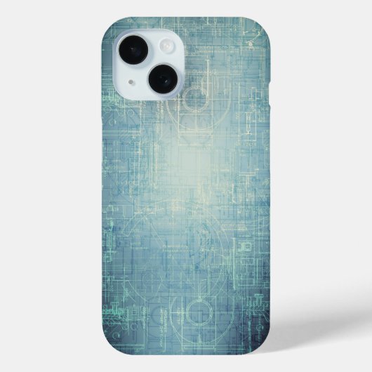Blauwdruk - Blauw Esthetisch Case-Mate iPhone Case (Achterkant)