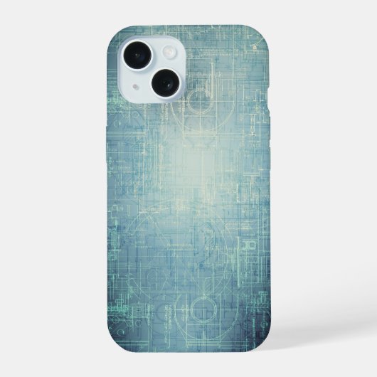 Blauwdruk - Blauw Esthetisch iPhone 15 Case (Achterkant)