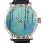Blauwdruk Bossen schilderen Horloge<br><div class="desc">Verse moderne landschapsschilderij van een bluebell bos bij Challock,  Kent.</div>