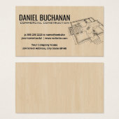 Blauwdruk bovenaan Uitzicht | Achtergrond hout Visitekaartje (Voorkant /achterkant)