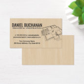 Blauwdruk bovenaan Uitzicht | Achtergrond hout Visitekaartje (Bureau)