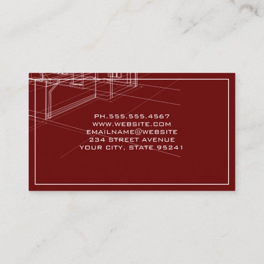 Blauwdruk | Computer met architecteningenieur Visitekaartje (Achterkant)