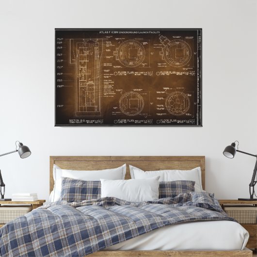 Blauwdruk eerste Amerikaanse ICBM-kernraket c. 196 Canvas Afdruk (Insitu (Slaapkamer))