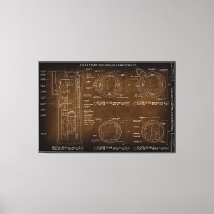 Blauwdruk eerste Amerikaanse ICBM-kernraket c. 196 Canvas Afdruk