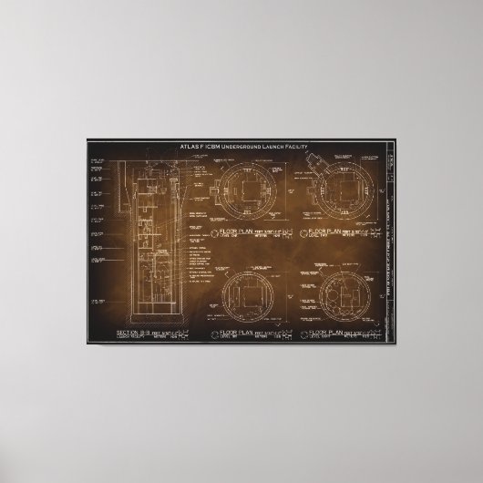 Blauwdruk eerste Amerikaanse ICBM-kernraket c. 196 Canvas Afdruk (Voorkant)