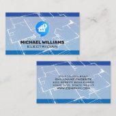 Blauwdruk | Elektriciteitsicoon en Home Logo Visitekaartje (Voorkant / Achterkant)