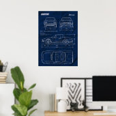 Blauwdruk Fiat Dino 2400 Spider Poster (Thuiskantoor)
