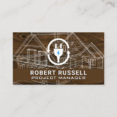 Blauwdruk | houtnerf stekker visitekaartje (Voorkant)