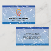 Blauwdruk | Icoon van elektrische lichtbulbstekker Visitekaartje (Voorkant / Achterkant)