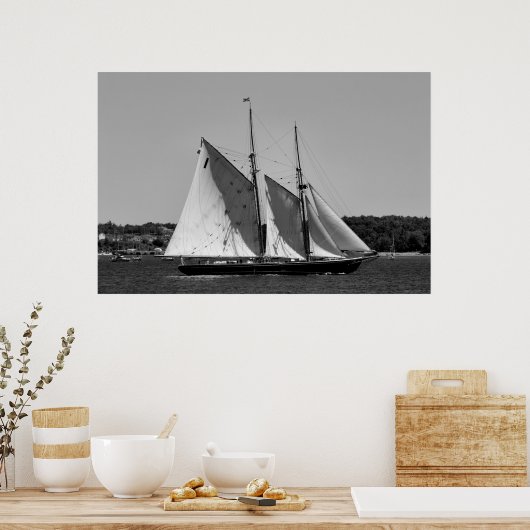 Blauwdruk II Zwart-wit Poster (Keuken)