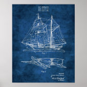 Blauwdruk in de zeilboot #2 Nautical Decor Poster (Voorkant)