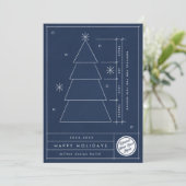 Blauwdruk Kerstboom Corporate Non Photo Feestdagenkaart (Staand voorkant)