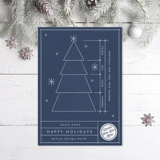 Blauwdruk Kerstboom Corporate Non Photo Feestdagenkaart