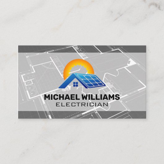 Blauwdruk | Logo voor zonne-energie Visitekaartje (Voorkant)