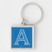 Blauwdruk Monogram Letter A Sleutelhanger (Voorkant)