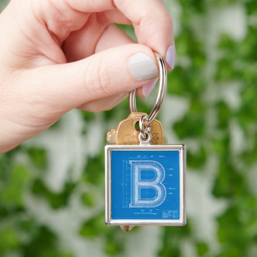 Blauwdruk Monogram Letter B Sleutelhanger (Hand)