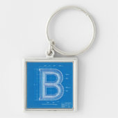 Blauwdruk Monogram Letter B Sleutelhanger (Voorkant)