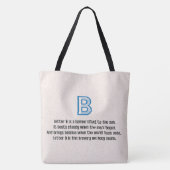 Blauwdruk Monogram Letter B Tote Bag (Achterkant)