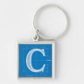 Blauwdruk Monogram Letter C Sleutelhanger (Voorkant)