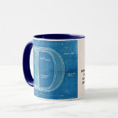 Blauwdruk Monogram Letter D Mok (Voorkant links)