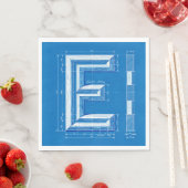 Blauwdruk Monogram Letter E Servet (Insitu)