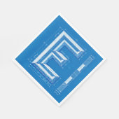 Blauwdruk Monogram Letter E Servet (Hoek)