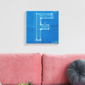 Blauwdruk Monogram Letter F Canvas Afdruk (Insitu (Woonkamer))