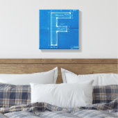 Blauwdruk Monogram Letter F Canvas Afdruk (Insitu (Slaapkamer))