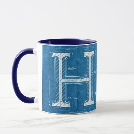 Blauwdruk Monogram Letter H Mok (Links)