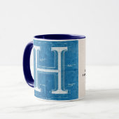 Blauwdruk Monogram Letter H Mok (Voorkant links)