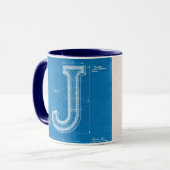 Blauwdruk Monogram Letter J Mok (Voorkant links)