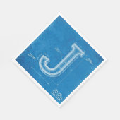 Blauwdruk Monogram Letter J Servet (Hoek)