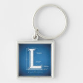 Blauwdruk Monogram Letter L Sleutelhanger (Voorkant)